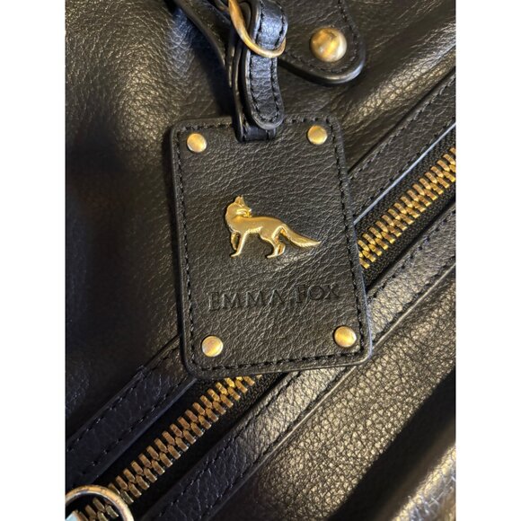 Emma Fox Black Leather Convertible Crossbody Handbag With Gold Accents - Picture 7 of 16